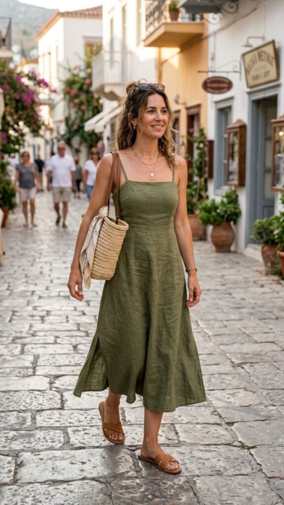 Linen midi dress